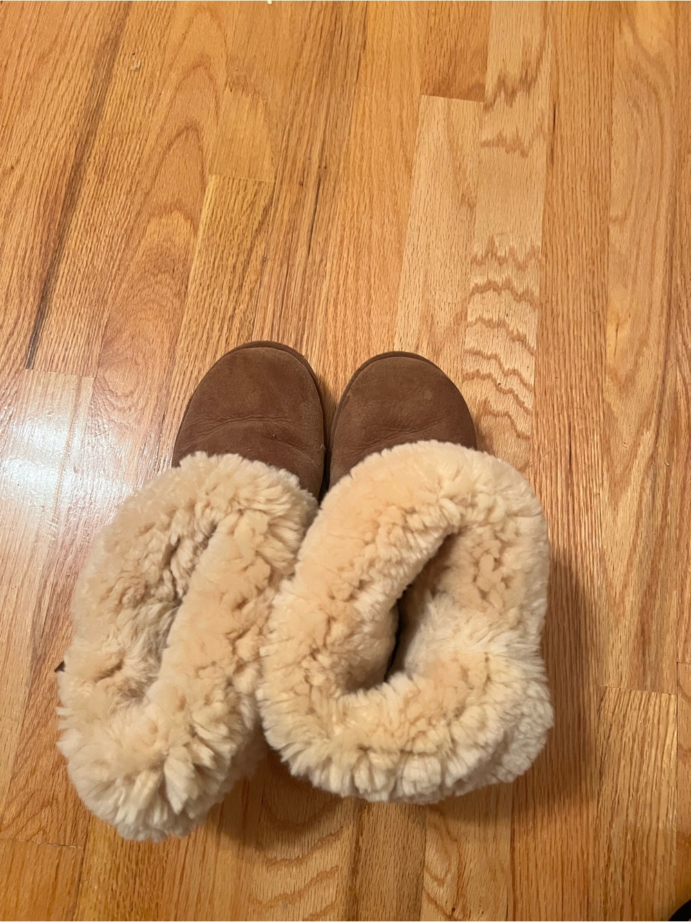 UGG Chestnut Suede Shearling-Lined Boot Slippers
